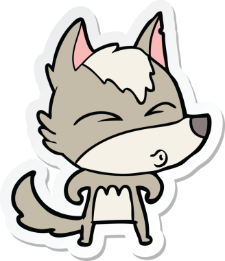 Bir insan tarafından çizilmiş bir kurt çizgi filminin etiketi.