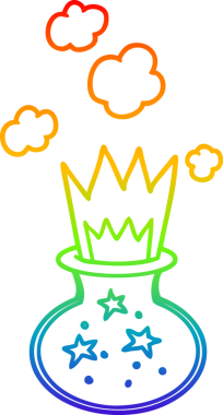 Bir insanın çizdiği sihirli iksirin çizdiği gökkuşağı gradyanı çizimi