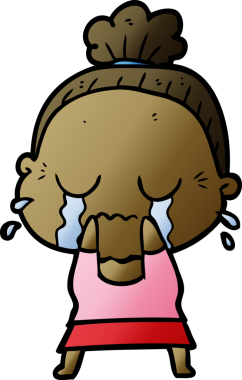 Bir insan tarafından çizilmiş ağlayan yaşlı kadın çizgi filmi.