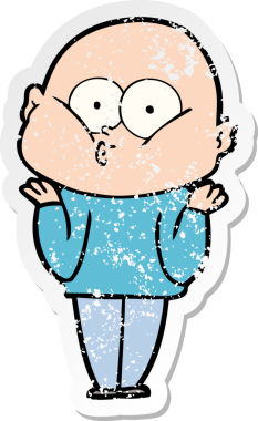 Bir insan tarafından çizilmiş kel bir adamın sıkıntılı çıkartması.