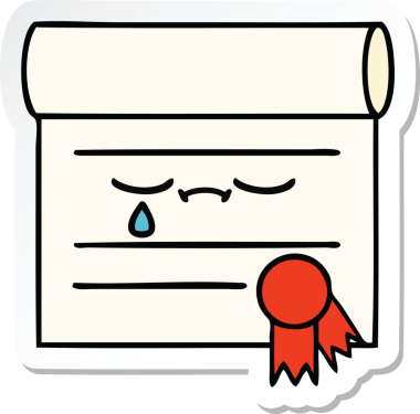 Bir insan tarafından çizilmiş şirin bir karikatür sertifikasının etiketi.