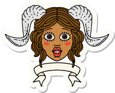 Bir insan tarafından çizilmiş parşömen pankartıyla bağlanmış karakter yüzü etiketi