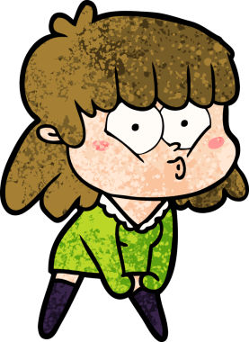 Bir insan tarafından çizilmiş ıslık çalan kız.