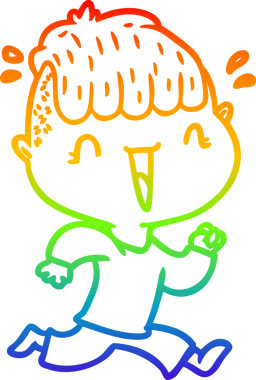 Gökkuşağı gradyan çizgi çizimi Bir insan tarafından çizilmiş mutlu çocuk