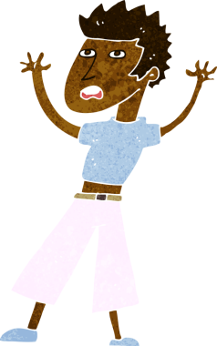 Bir insan tarafından çizilen panikleyen karikatür adamı.