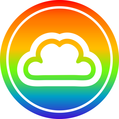 Bir insan tarafından çizilmiş gökkuşağı gradyan basit bulut dairesel simgesi