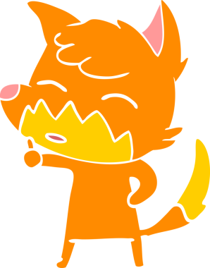 Bir insan tarafından çizilmiş düz renk çizgi film tilkisi