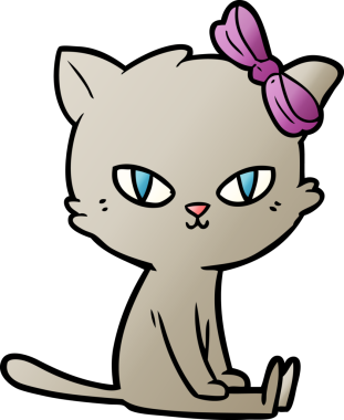 Bir insan tarafından çizilmiş sevimli çizgi film kedisi.