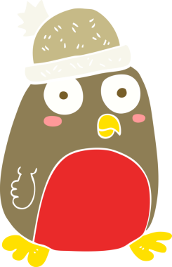 Bir insan tarafından çizilmiş noel ardıçkuşunun düz renk çizimi