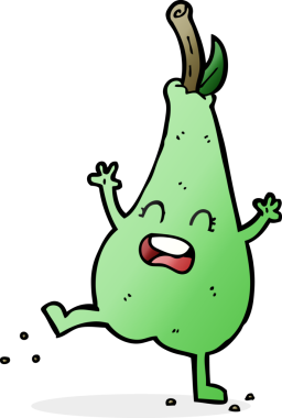 Bir insan tarafından çizilmiş mutlu dans eden armut.