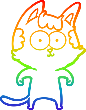 gökkuşağı gradyan çizimi mutlu çizgi film kedisi bir insan tarafından çizildi