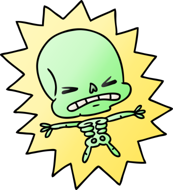 Bir insan tarafından çizilmiş korkunç bir iskeletin serbest çizimi.