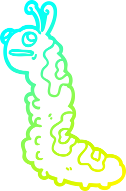 Bir insan tarafından çizilmiş komik bir tırtılın soğuk çizgi çizimi.