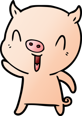 Bir insan tarafından çizilmiş mutlu çizgi film domuzu.