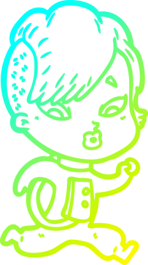 Bir karikatür çizimi, bir insan tarafından çizilmiş bir kızı şaşırttı.