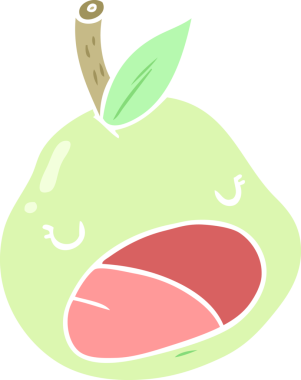 Bir insan tarafından çizilmiş düz renk çizgi film armudu