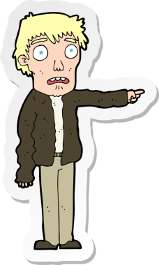 Bir insan tarafından çizilmiş, korkmuş bir adamın çıkartması.