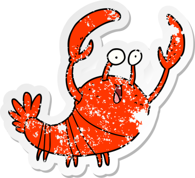 Bir insan tarafından çizilmiş ıstakozun sıkıntılı çıkartması.