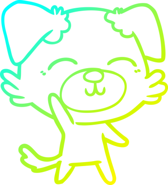 Bir insan tarafından çizilen çizgi film köpeğinin soğuk gradyan çizgisi.