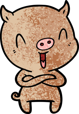 Bir insan tarafından çizilmiş mutlu çizgi film domuzu.