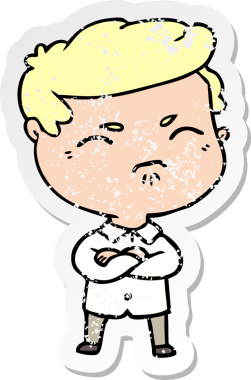 Bir insan tarafından çizilmiş sıkıntılı bir karikatür çıkartması.