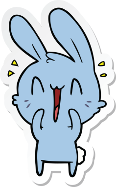 Bir insan tarafından çizilmiş şirin bir tavşanın çıkartması.