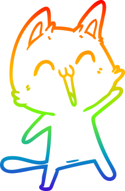 gökkuşağı gradyan çizimi mutlu çizgi film kedisi bir insan tarafından çizildi