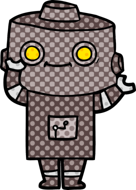 Bir insan tarafından çizilmiş çizgi film robotu