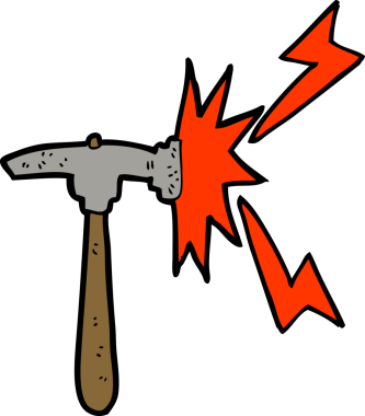 Bir insan tarafından çizilmiş karton çekiç.