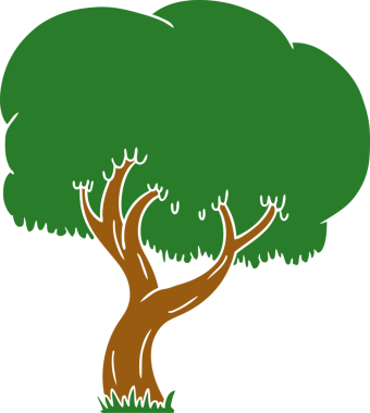 Bir insan tarafından çizilmiş bir yaz ağacı karalaması.