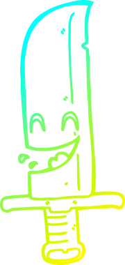 Bir insanın çizdiği gülen bıçağın soğuk eğimli çizgisi.