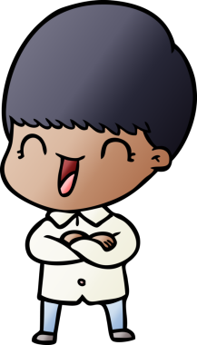 Bir insan tarafından çizilmiş mutlu çizgi film çocuğu.