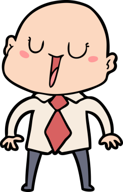 Bir insan tarafından çizilmiş mutlu, kel adam.