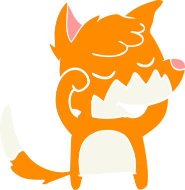 Dostane düz renkli çizgi film tilkisi bir insan tarafından çizilmiş olarak uyanır.