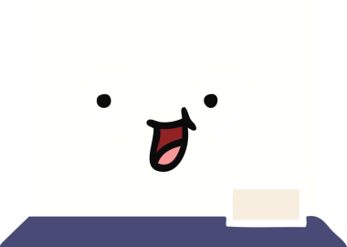 Bir insan tarafından çizilmiş beyaz bir panonun düz renkli retro karikatürü