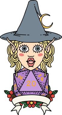 Retro Dövme Biçimli elf karakteri Bir insan tarafından çizilmiş doğal yirmi zar atışıyla