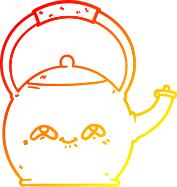 Bir insan tarafından çizilen karikatür çaydanlığının sıcak gradyan çizimi