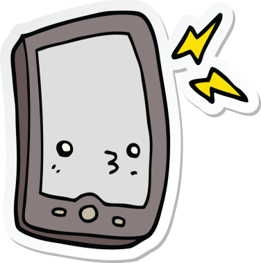 Bir insan tarafından çizilmiş bir cep telefonunun çıkartması.