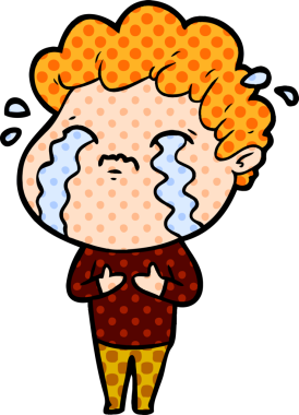 Bir insan tarafından çizilmiş ağlayan çizgi film adamı.