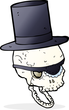 Bir insan tarafından çizilmiş silindir şapkalı kafatası.