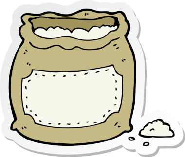 Bir insan tarafından çizilmiş un paketinin etiketi.