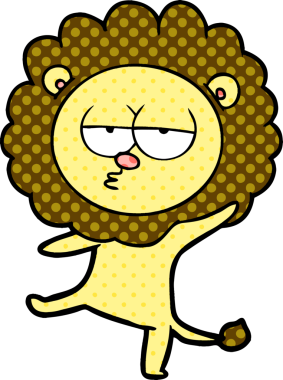 Bir insan tarafından çizilmiş dans eden aslan.