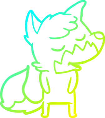 Bir insan tarafından çizilmiş dost canlısı bir tilkinin soğuk çizgi çizimi.