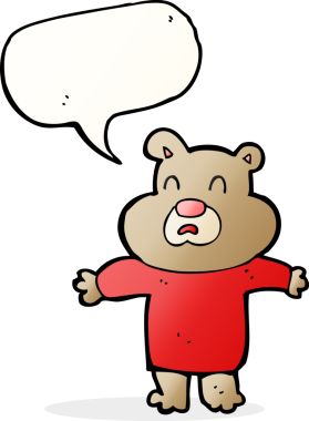 Bir insan tarafından çizilmiş, konuşma baloncuğu olan mutsuz bir ayı.