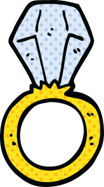 Bir insan tarafından çizilmiş çizgi roman tarzı nişan yüzüğü.