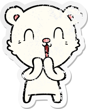 Bir insan tarafından çizilmiş mutlu bir kutup ayısının sıkıntılı çıkartması.