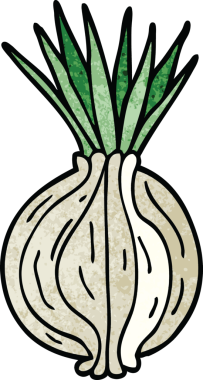 Bir insan tarafından çizilmiş soğan filizlenen karikatür karalaması