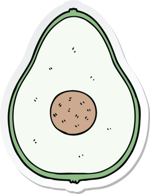 Bir insan tarafından çizilmiş Avokado çizgi filminin çıkartması.
