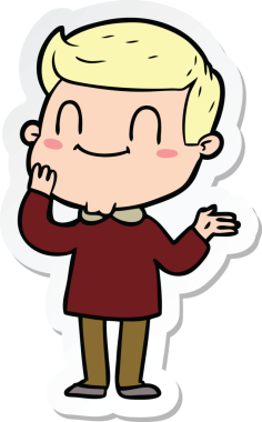 Bir insan tarafından çizilmiş, karikatür dostu bir adamın çıkartması.