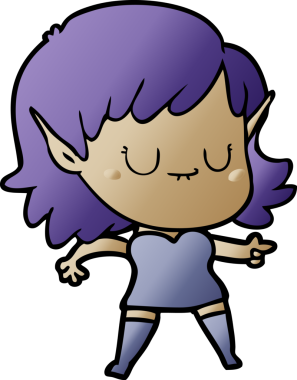 Bir insan tarafından çizilmiş mutlu elf kızı.